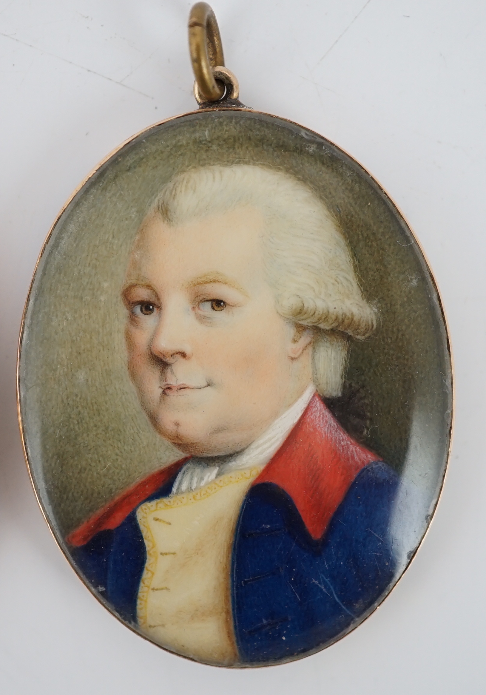 English School circa 1790, Portrait miniatures of an Army Officer and his wife (a pair), probably David Jenkinson and his wife, oil on ivory, 4 x 3cm. CITES Submission reference RFT2468C
